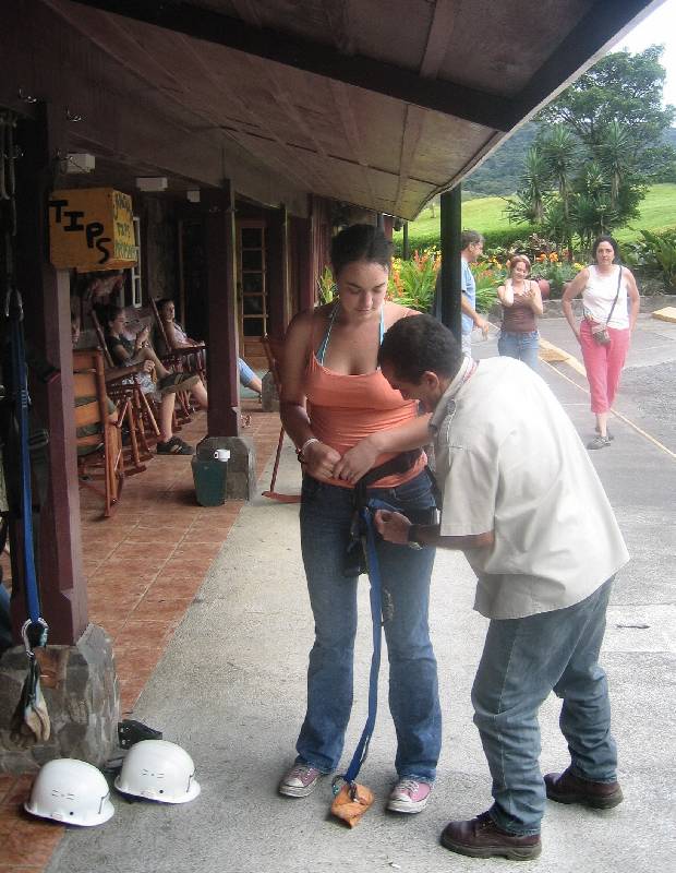 CostaRica-June-11-18-2005-0432 Jessica getting ready for the canopy tour